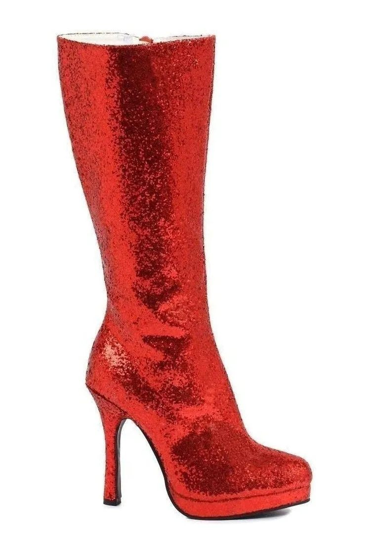 421-ZARA Knee Boot  | Red Glitter