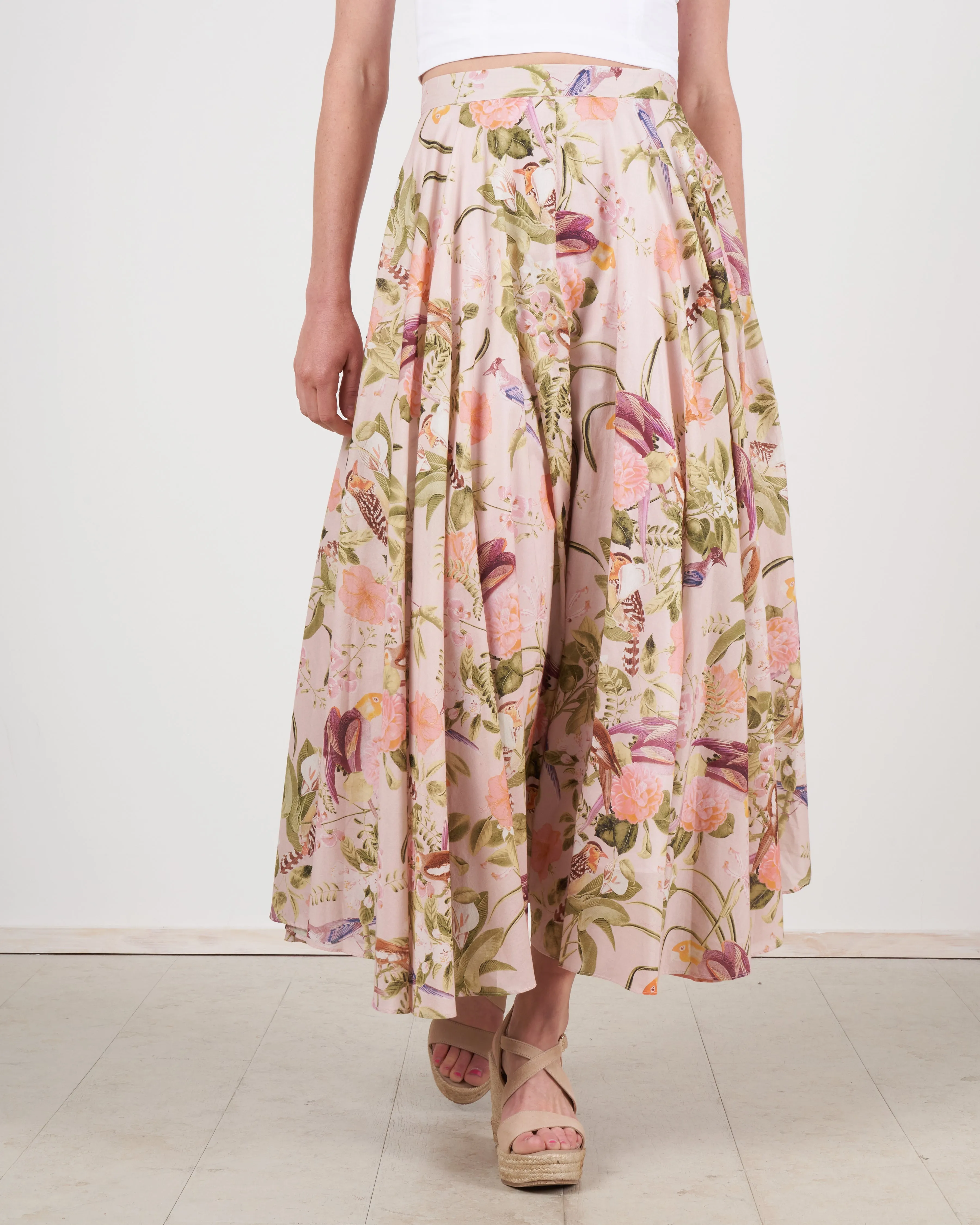 aquinnah skirt - tropical birds blush