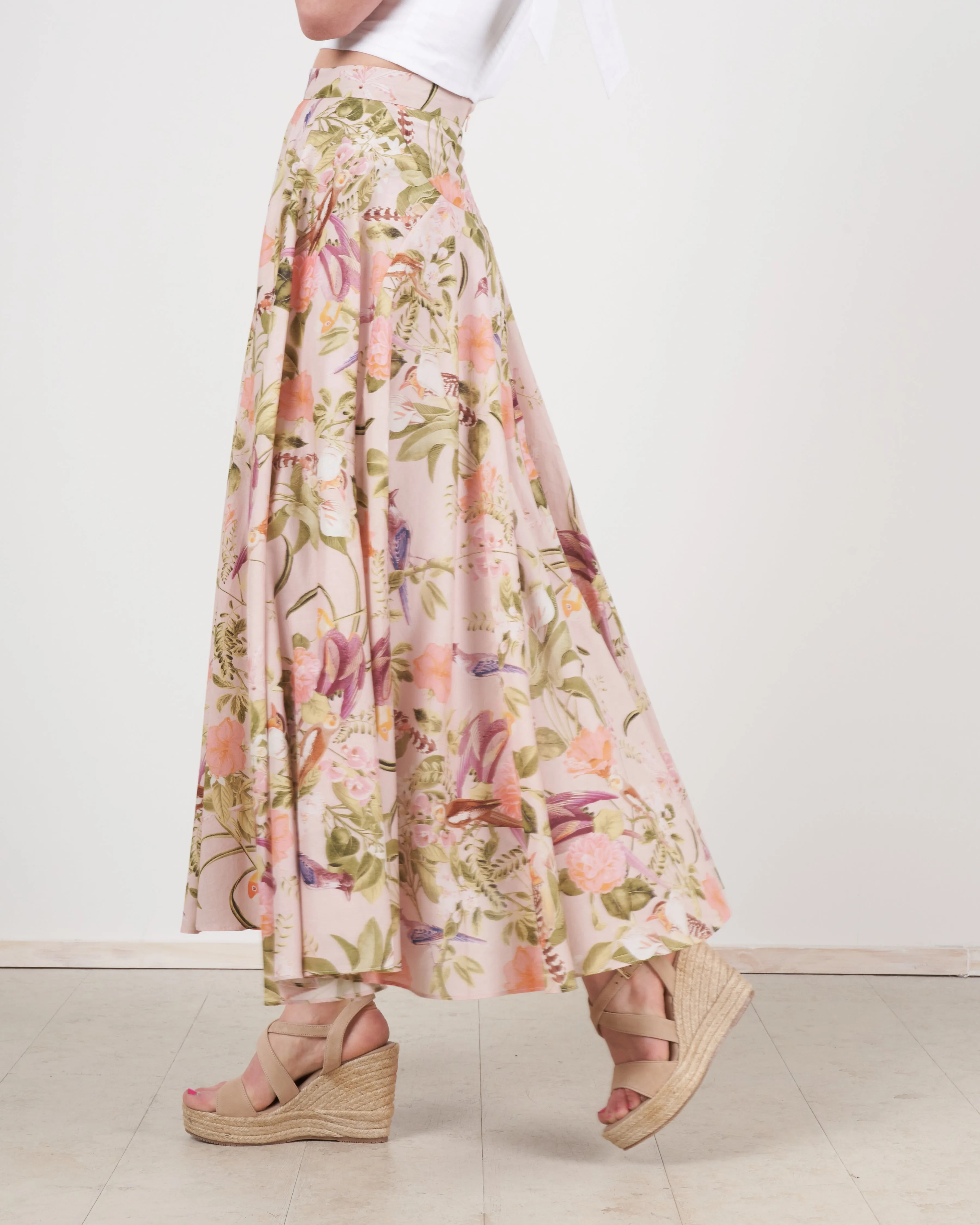 aquinnah skirt - tropical birds blush