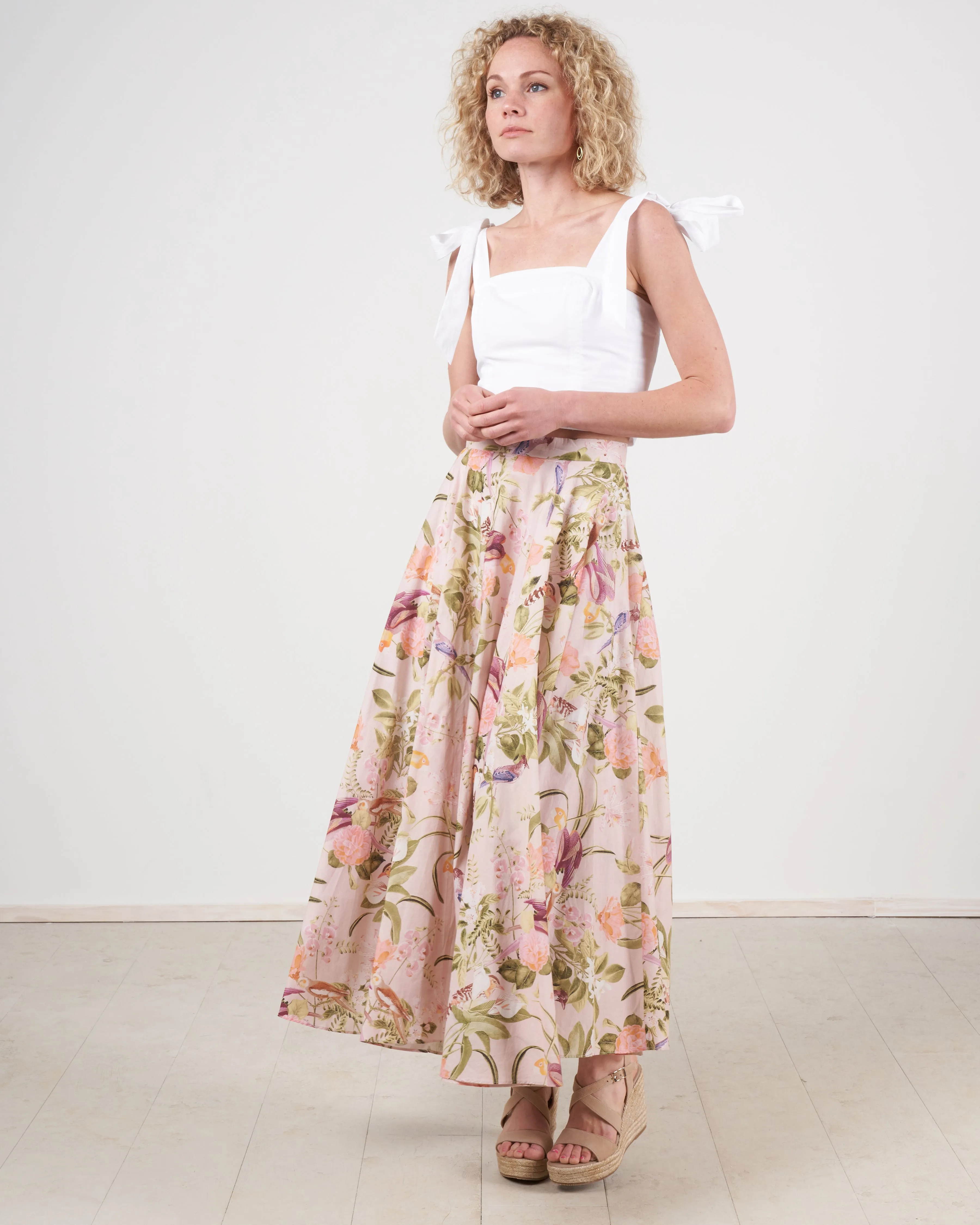 aquinnah skirt - tropical birds blush