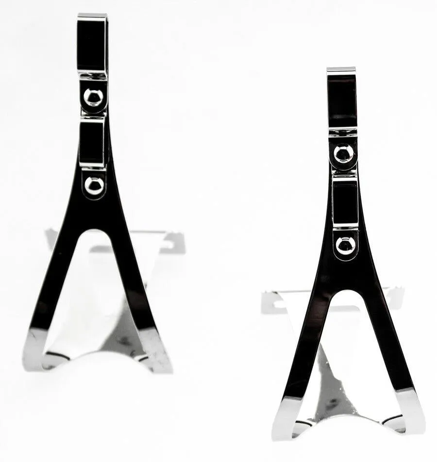 AVENIR 2X FIXIE STEEL TOE CLIPS LG Bike Pedals Strapless Double Strap Silver NEW