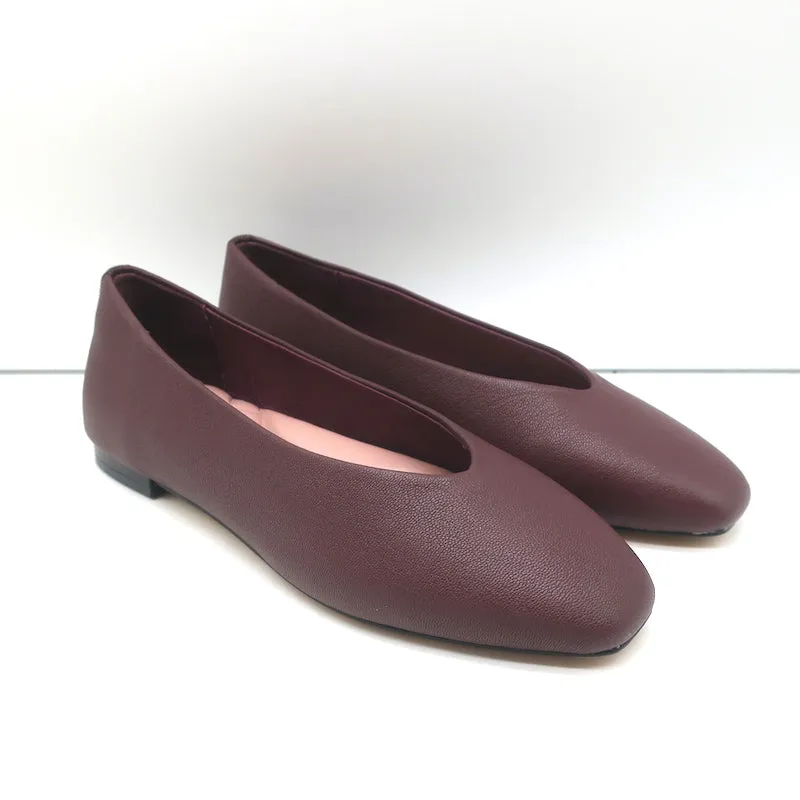 Birdies The Crane Ballet Flats Burgundy Leather Size 6 NEW