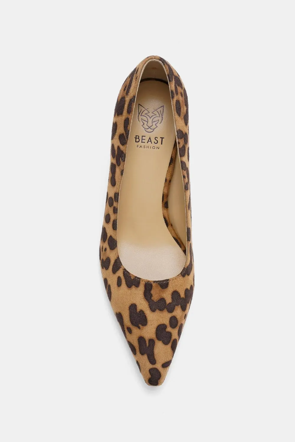 Brown Leopard Faux Suede Leopard Point Toe Pumps