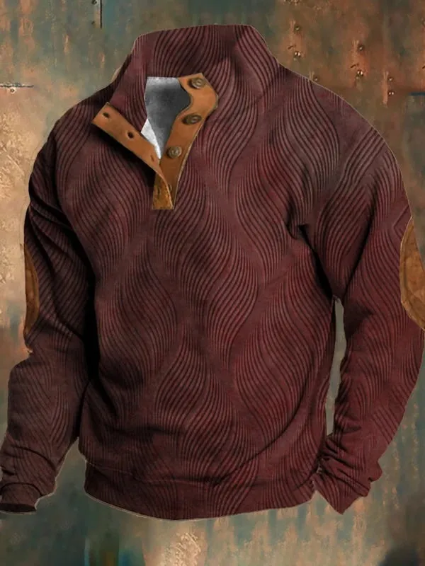 🔥Buy 3 Get 10% Off🔥Men's Retro Casual Textured Textured Printed Fleece Sweatshirt