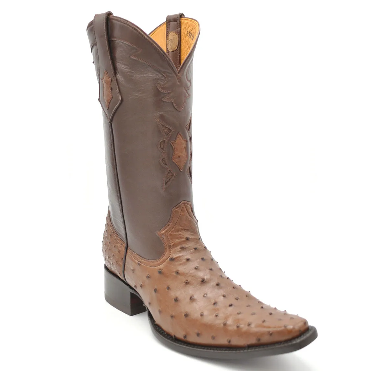 Cortez Full Quill Ostrich Spanish Toe Boot - Tobacco Brown