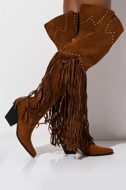 Cowboy boots Chunky Heels Over knee Thigh High Boots