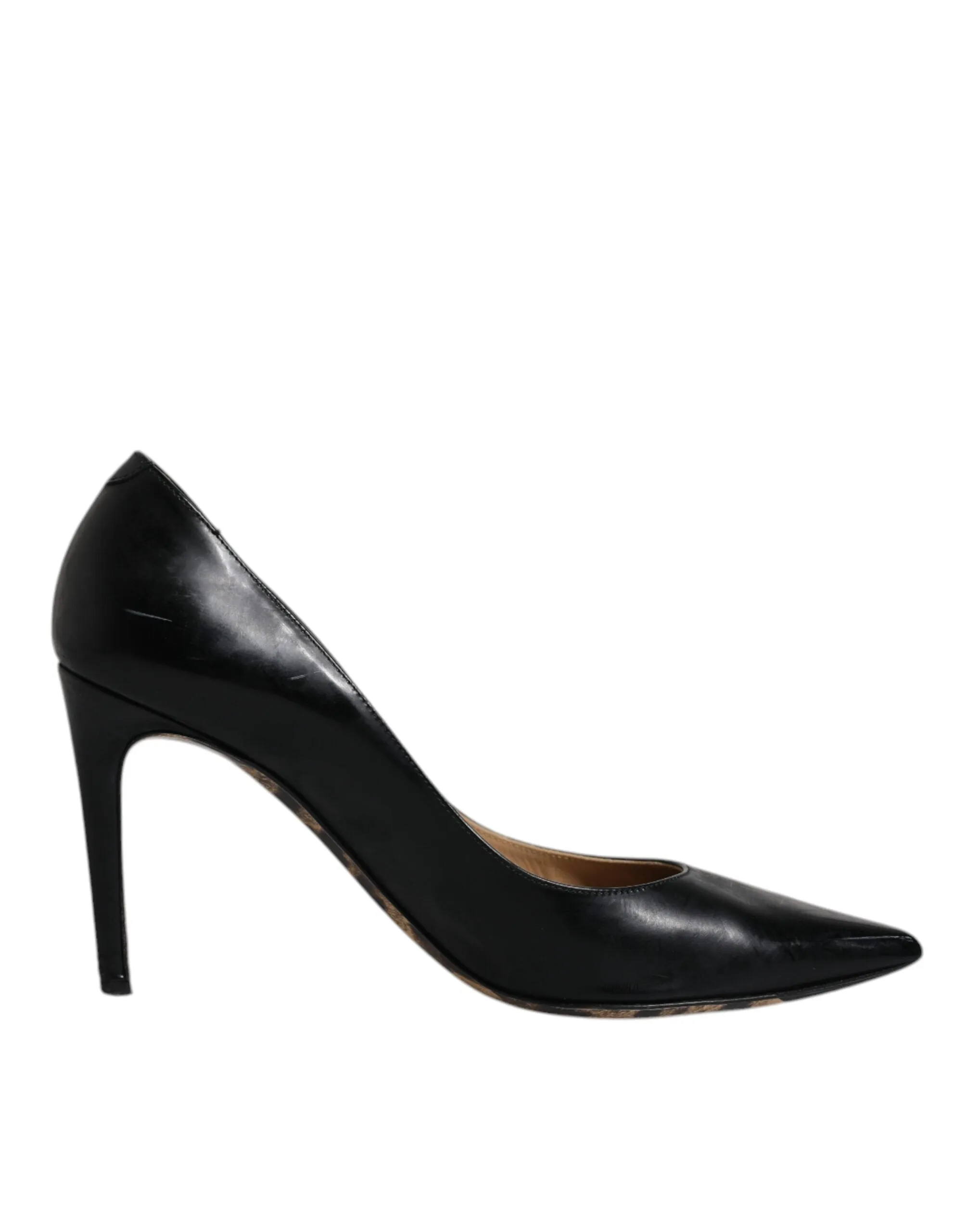 Dolce&Gabbana Women Black Pumps 100% Leather Pointed Toe High Heels Shoes EUR 38