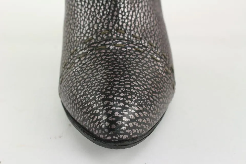 Fendi Women's 36.5 Knee High Grey Leather Selleria Boots 1F1206