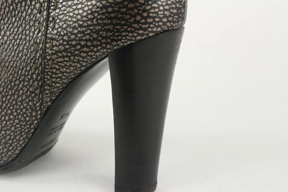Fendi Women's 36.5 Knee High Grey Leather Selleria Boots 1F1206