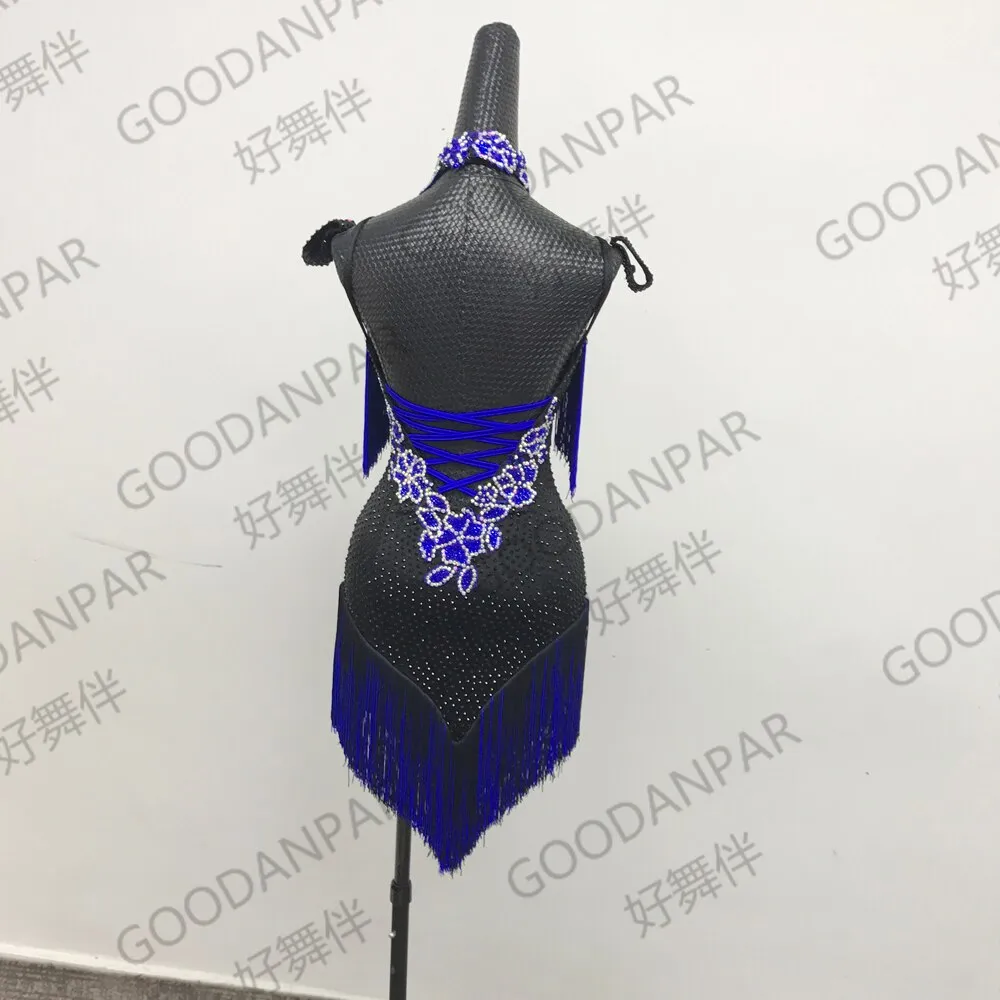 GOODANPAR latin dance competition dresses dancing dress women latin salsa dress for girls woman rumba fringe black royalblue