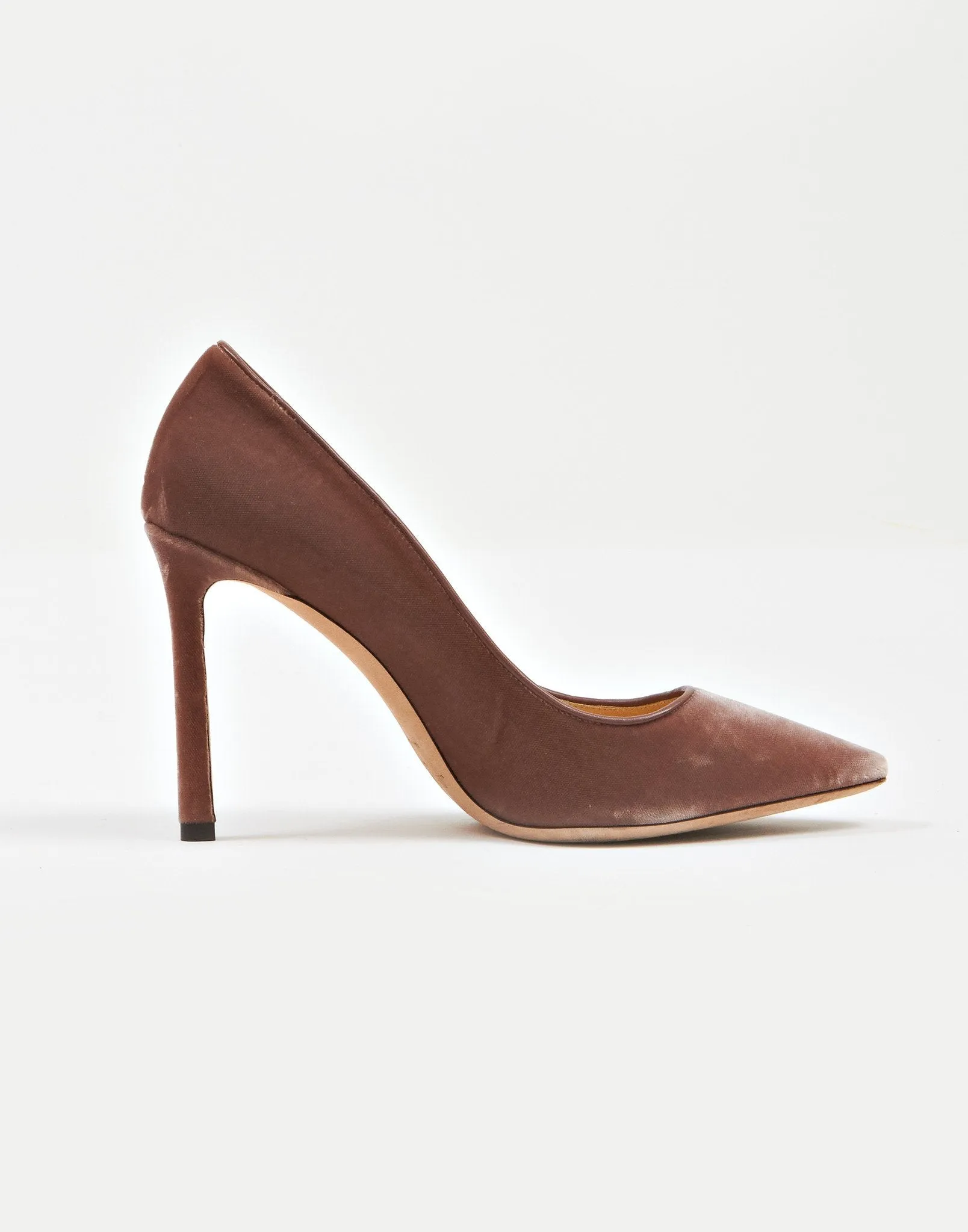 Jimmy Choo Beige Velvet Romy 100mm Pumps - 37.5