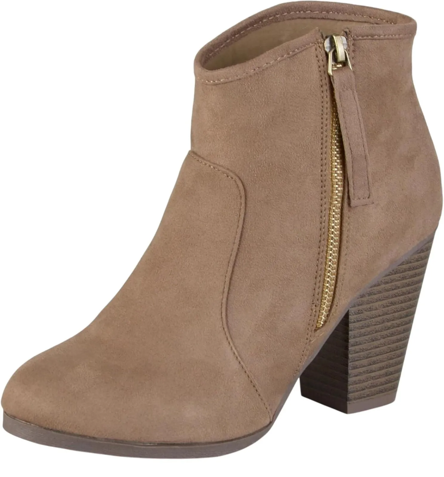 Journee Collection Womens Side Zip Link Booties LINK-TAU Taupe Brown 8M