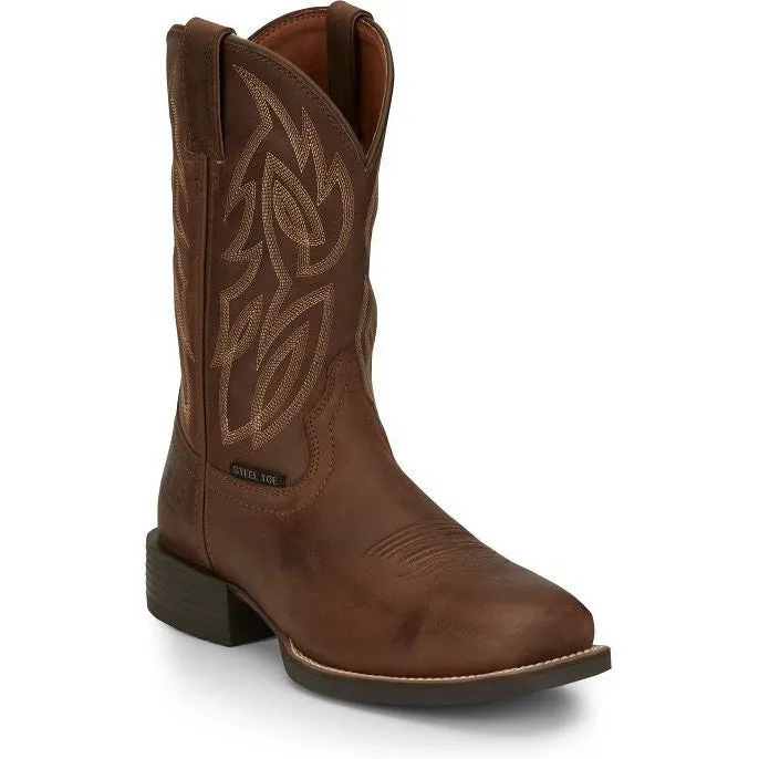Justin Men's Canter Steel Toe Slip Resist Western Work Boot -Brown- SE4510