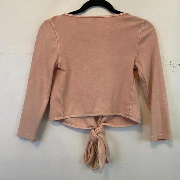 L*SPACE blush pink ribbed wrap cardigan