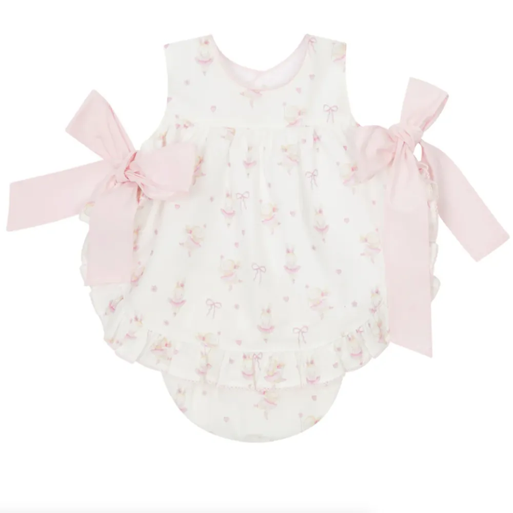 New In Deolinda Girls Ballerina Bunny Sun Dress & Bloomers