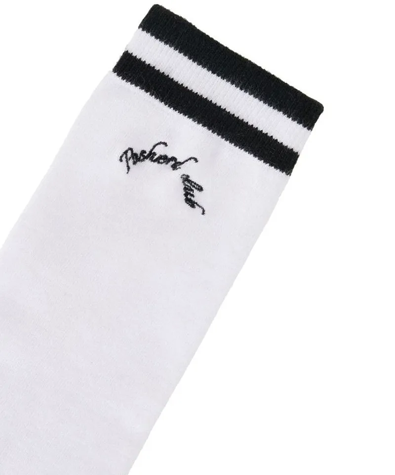 POSHERD Stripe Non-Slip Cushion Knee Socks  - White