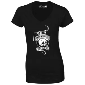 Reality Glitch Bring Me Coffee Womens T-Shirt - V-Neck