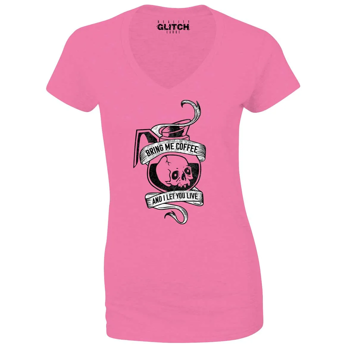 Reality Glitch Bring Me Coffee Womens T-Shirt - V-Neck