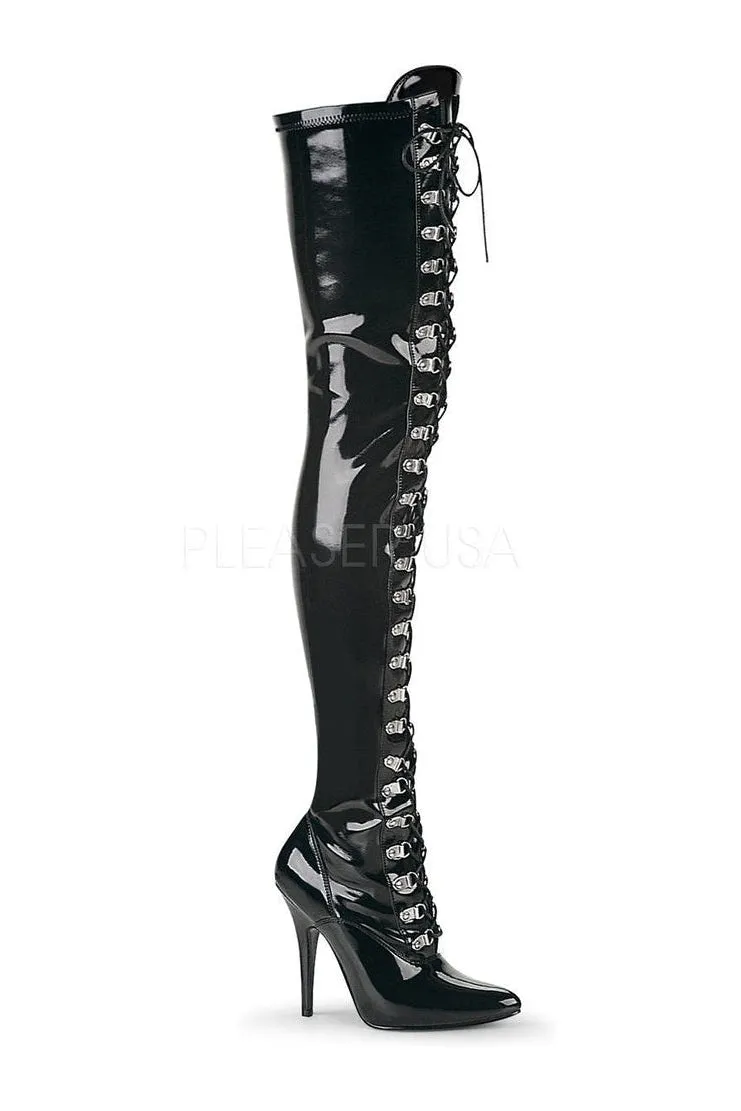 SEDUCE-3024 Thigh Boot | Black Patent