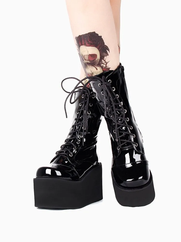 Women motorcycle punk cool boots lady high heels pumps