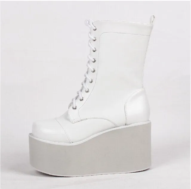 Women motorcycle punk cool boots lady high heels pumps