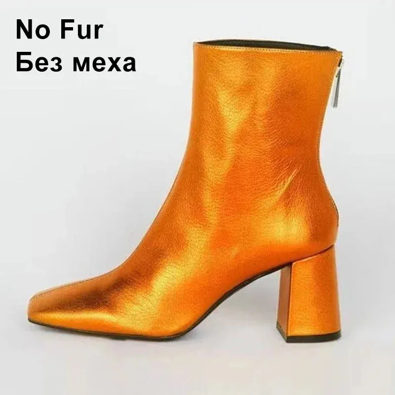 Women's Genuine Leather Boots for Winter Chunky High Heel Boots Variety of Colors