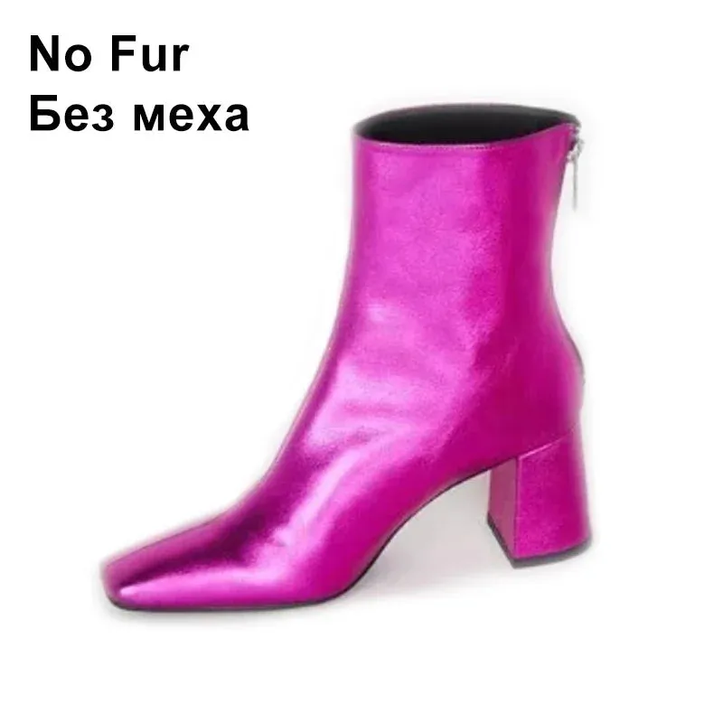 Women's Genuine Leather Boots for Winter Chunky High Heel Boots Variety of Colors
