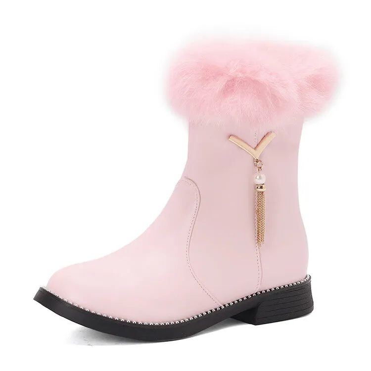 Women's Tassel Round Toe Flat Short Boots