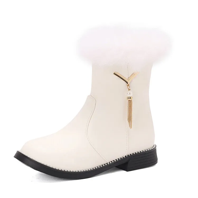 Women's Tassel Round Toe Flat Short Boots