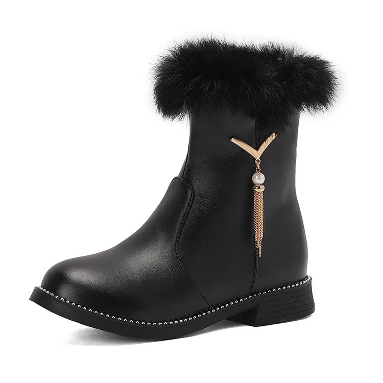 Women's Tassel Round Toe Flat Short Boots